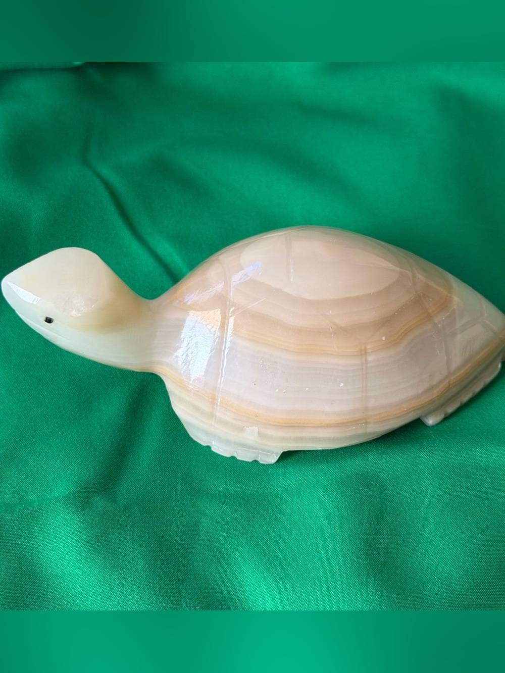 Polished Onyx Turtle Sculpture - Cream and Tan Home Accent